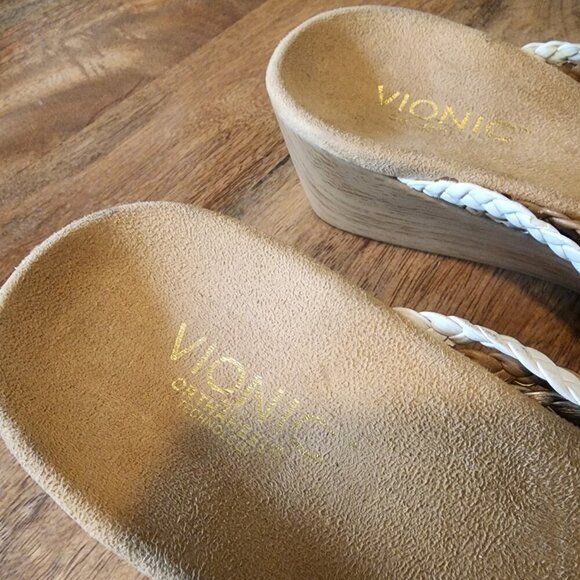 Vionic Natural Ramba Tri-Color Braided Wedge Sandals w/ Orthaheel Womens 11 - Picture 11 of 12